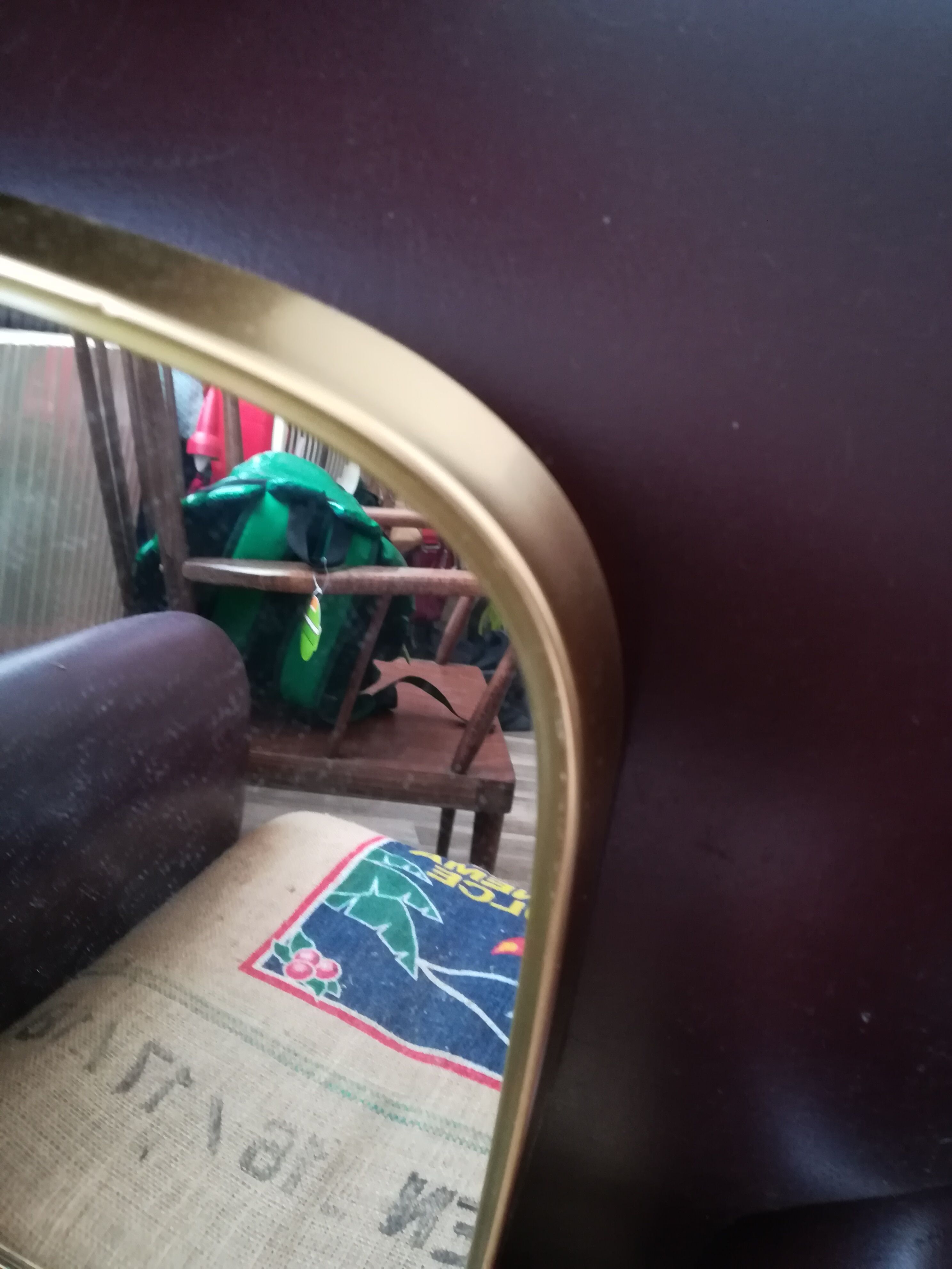 Asymmetric mirror shape free vintage brass 36x57cm