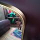 Asymmetric mirror shape free vintage brass 36x57cm