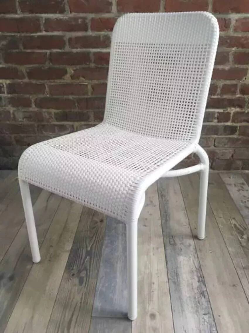 White woven resin garden chair