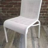 White woven resin garden chair