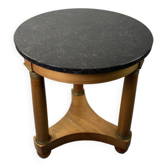 Mahogany and marble empire style tripod pedestal table