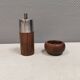 A salt shaker and a pepper mill in teak, made in Denmark 1960-70s