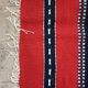 Traditional rustic red wool rug with stylized design and stripes, authentic hand-woven 160x230cm