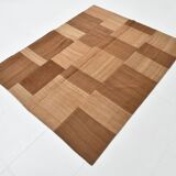 4x6 Checkered Pattern Brown Vintage Kilim Rug, 140x172Cm