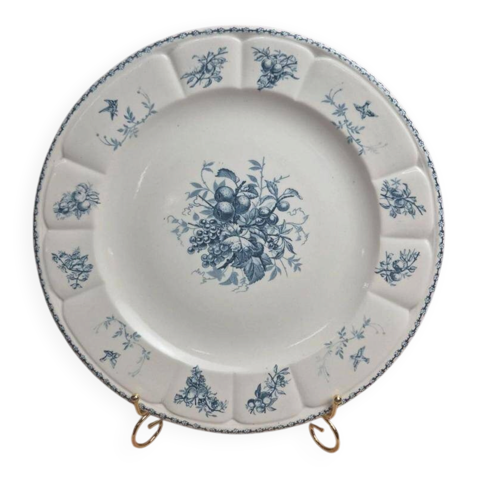 Large round earthenware dish Clairefontaine model Pompadour 33 cm