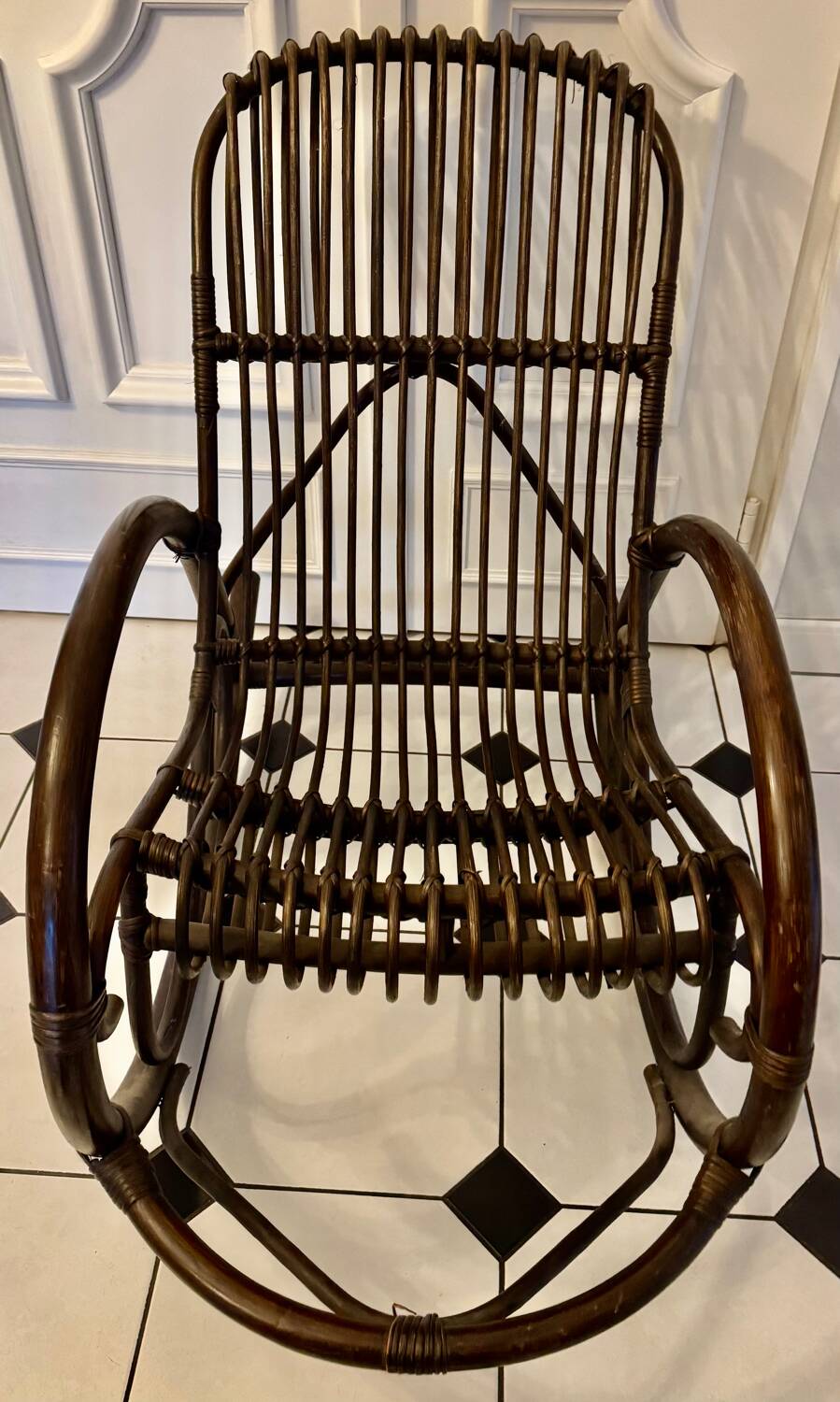 Bamboo and rattan rocking chair