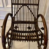 Bamboo and rattan rocking chair