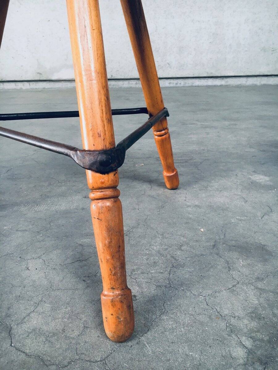 Industrial Low Tripod Stools, Belgium, 1950s, Set of 3