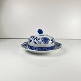 Rare Large Round Butter Dish Hutschenreuther Blue Onion Porcelain Germany
