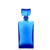 Carafe rectangulaire bleue en verre, années 60