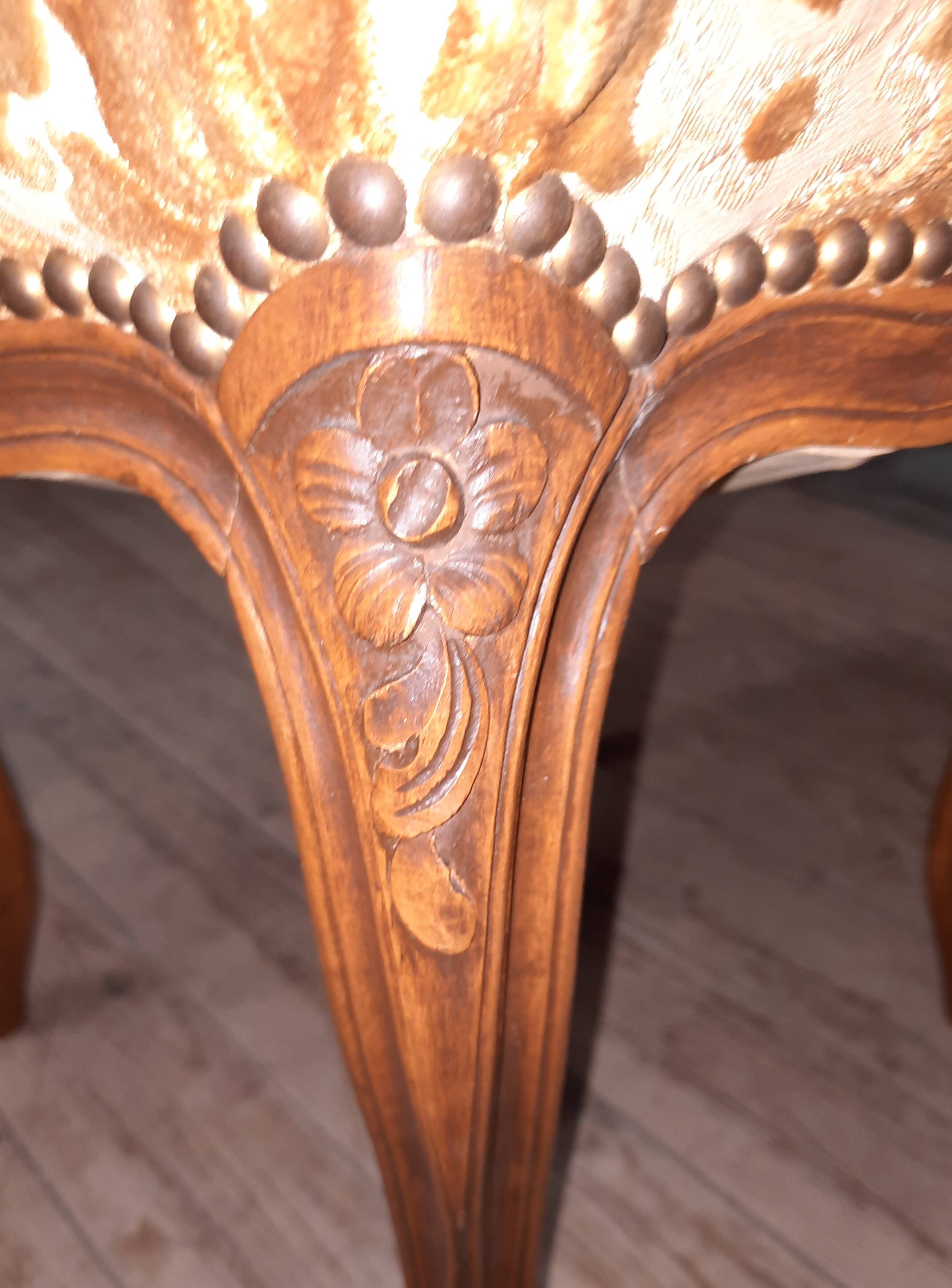 Louis XV style upholstered stool