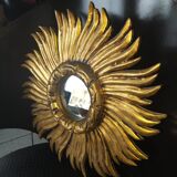 Golden wood sun mirror circa 1960