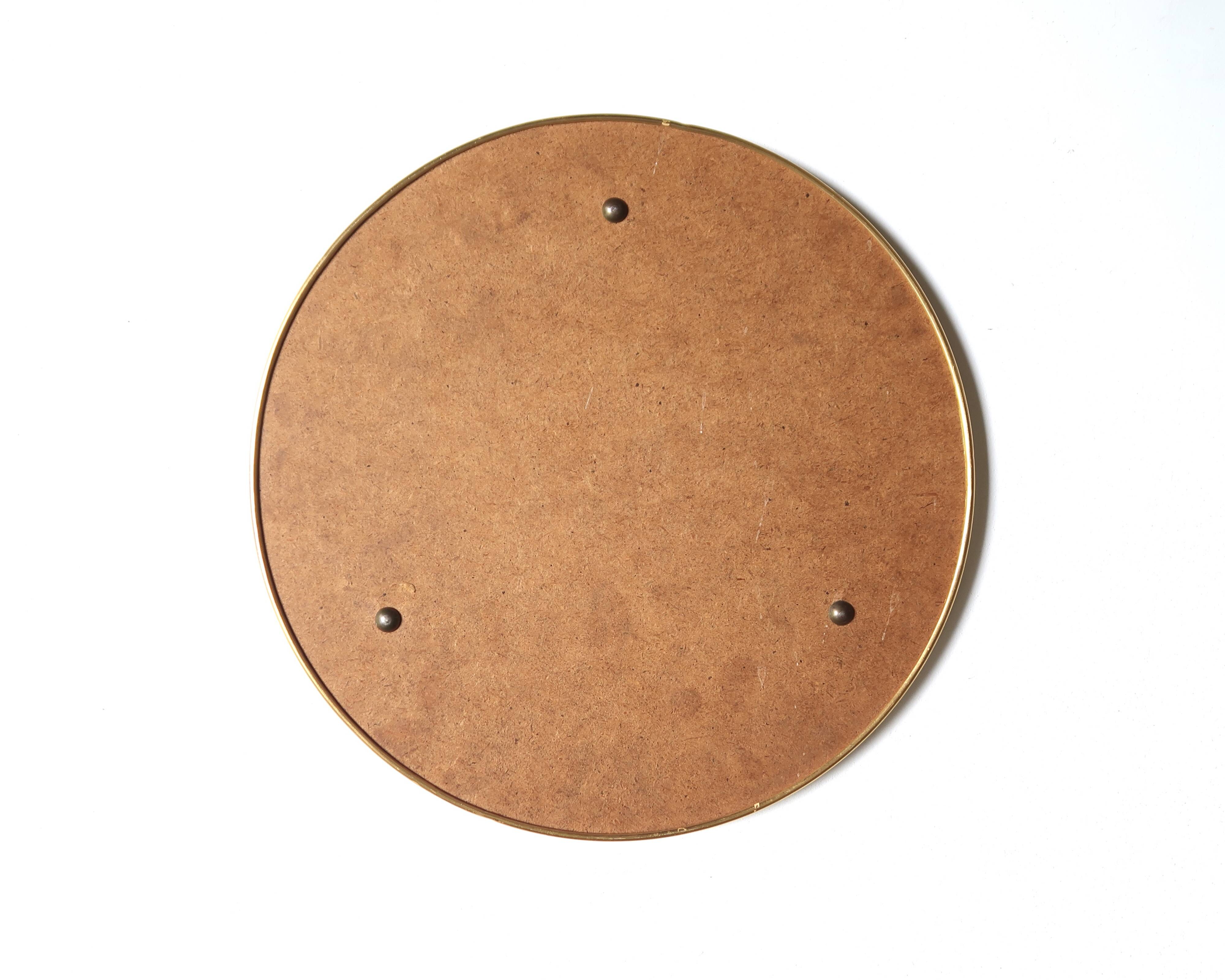 Round centerpiece tray in gold metal and mirror, 1950s