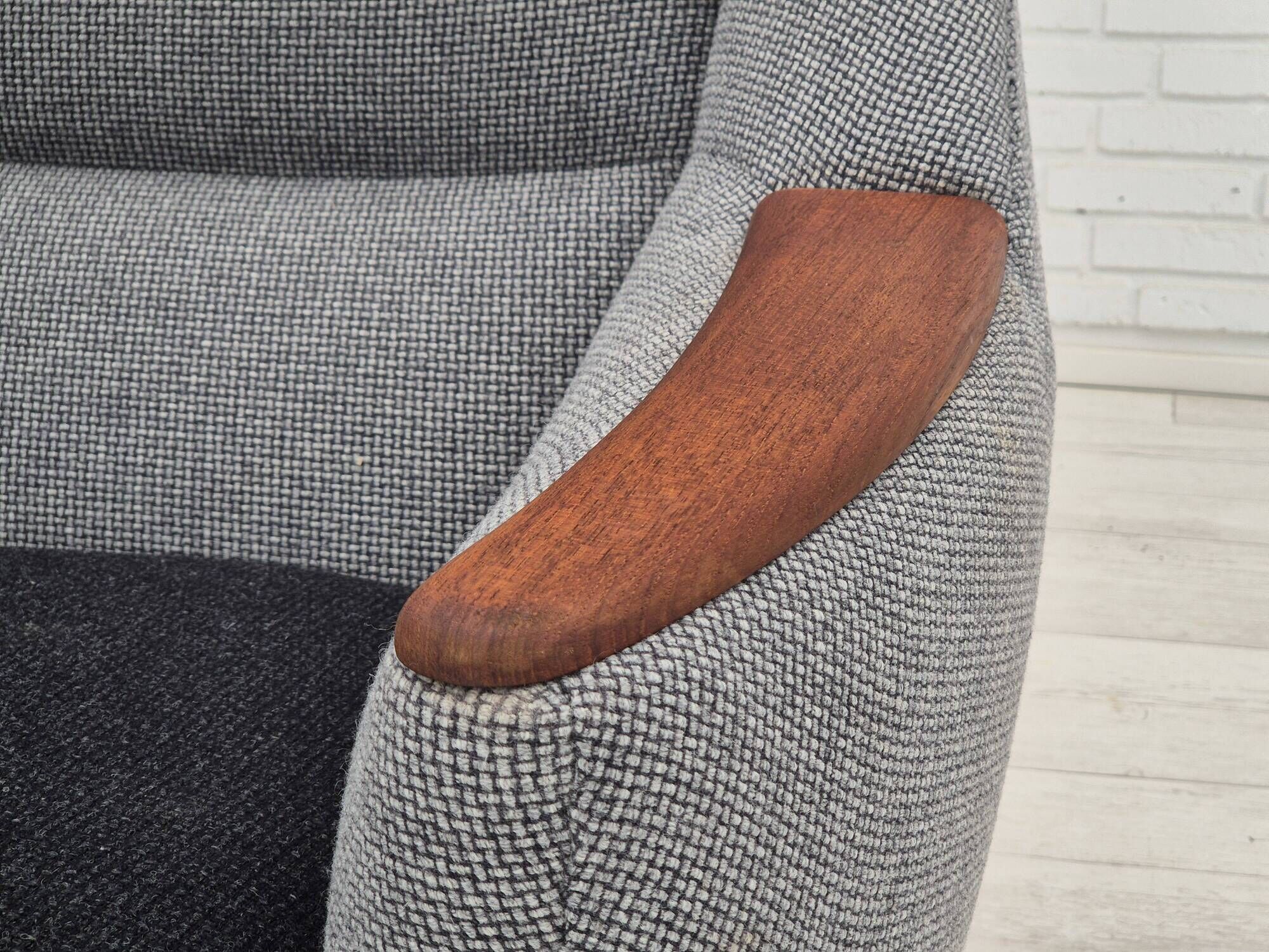 1960s, Danish sofa by Kurt Østervig model 58, completely reupholstered, furniture wool, teak wood.