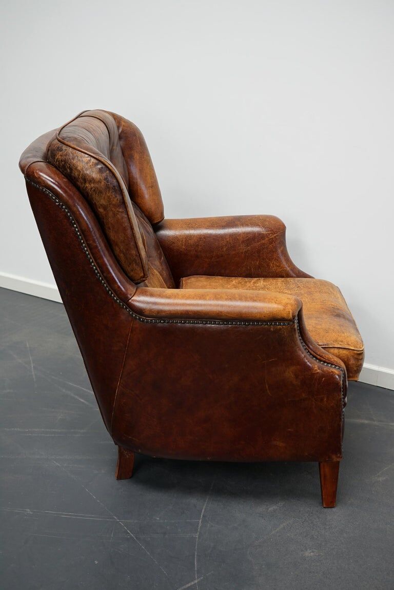 Fauteuil club vintage hollandais en cuir