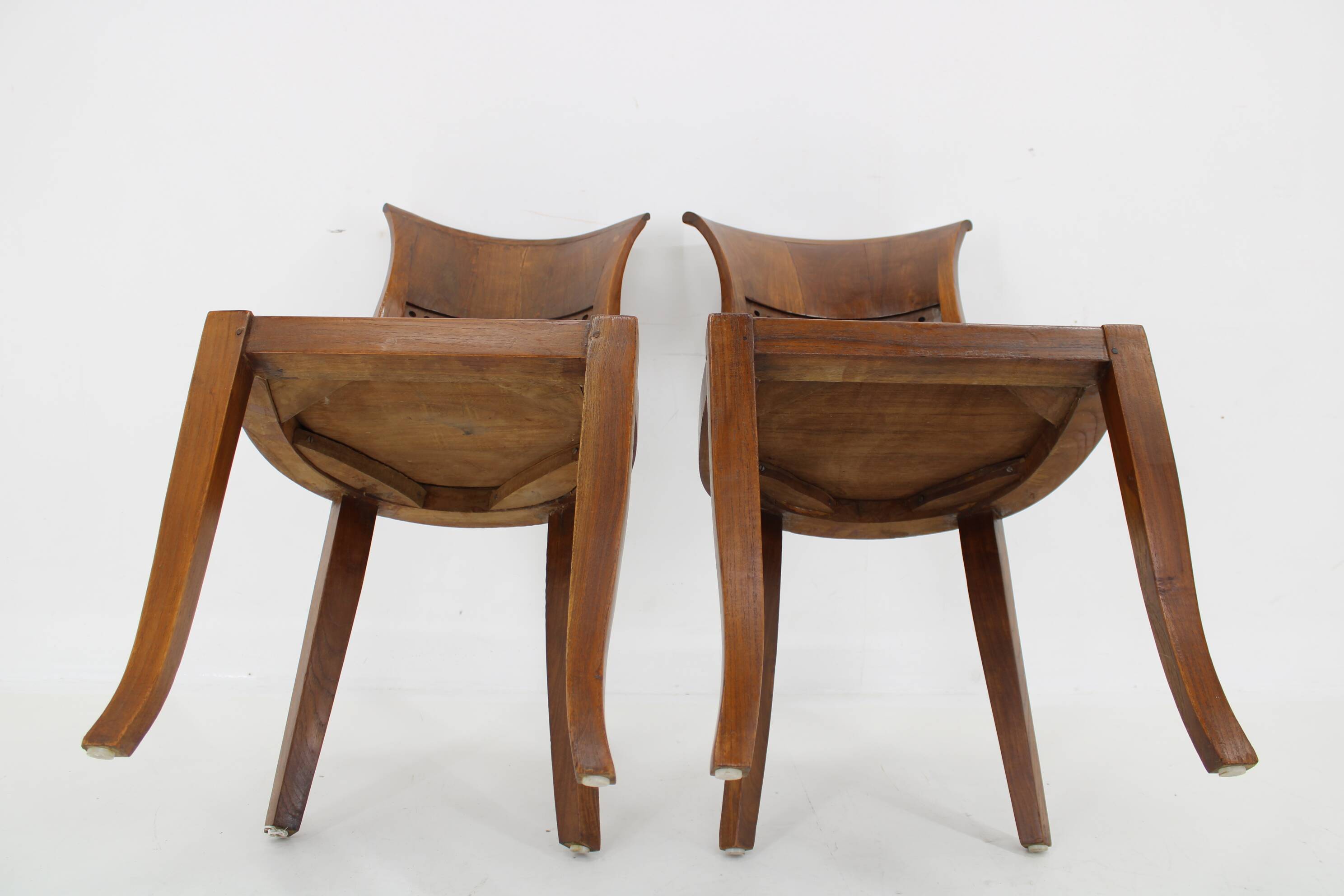 1980s Pair of Solid Teak Chairs, India