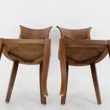 1980s Pair of Solid Teak Chairs, India
