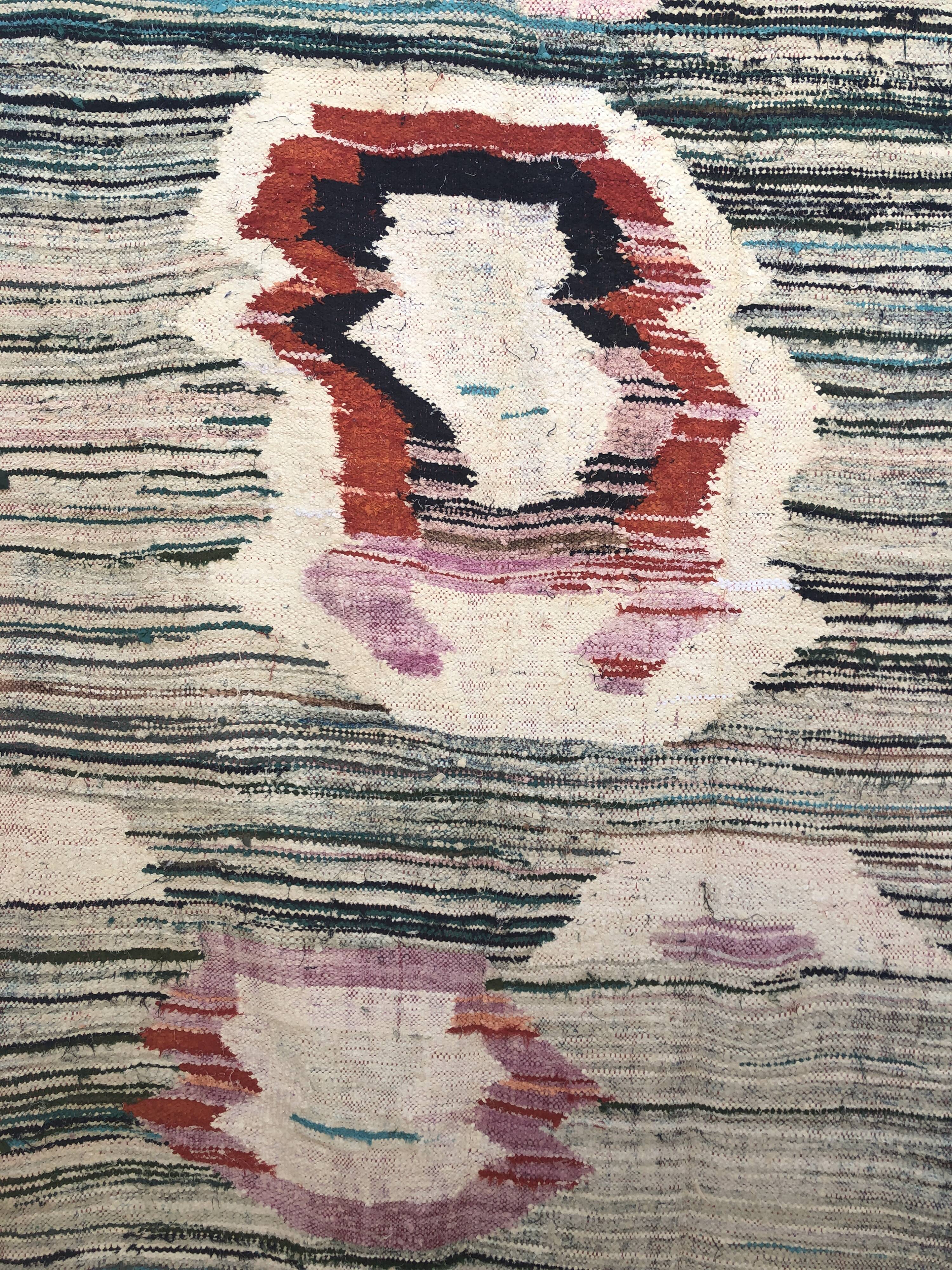 Moroccan Berber carpet Kilim Boucherouite 2.58x1.41m