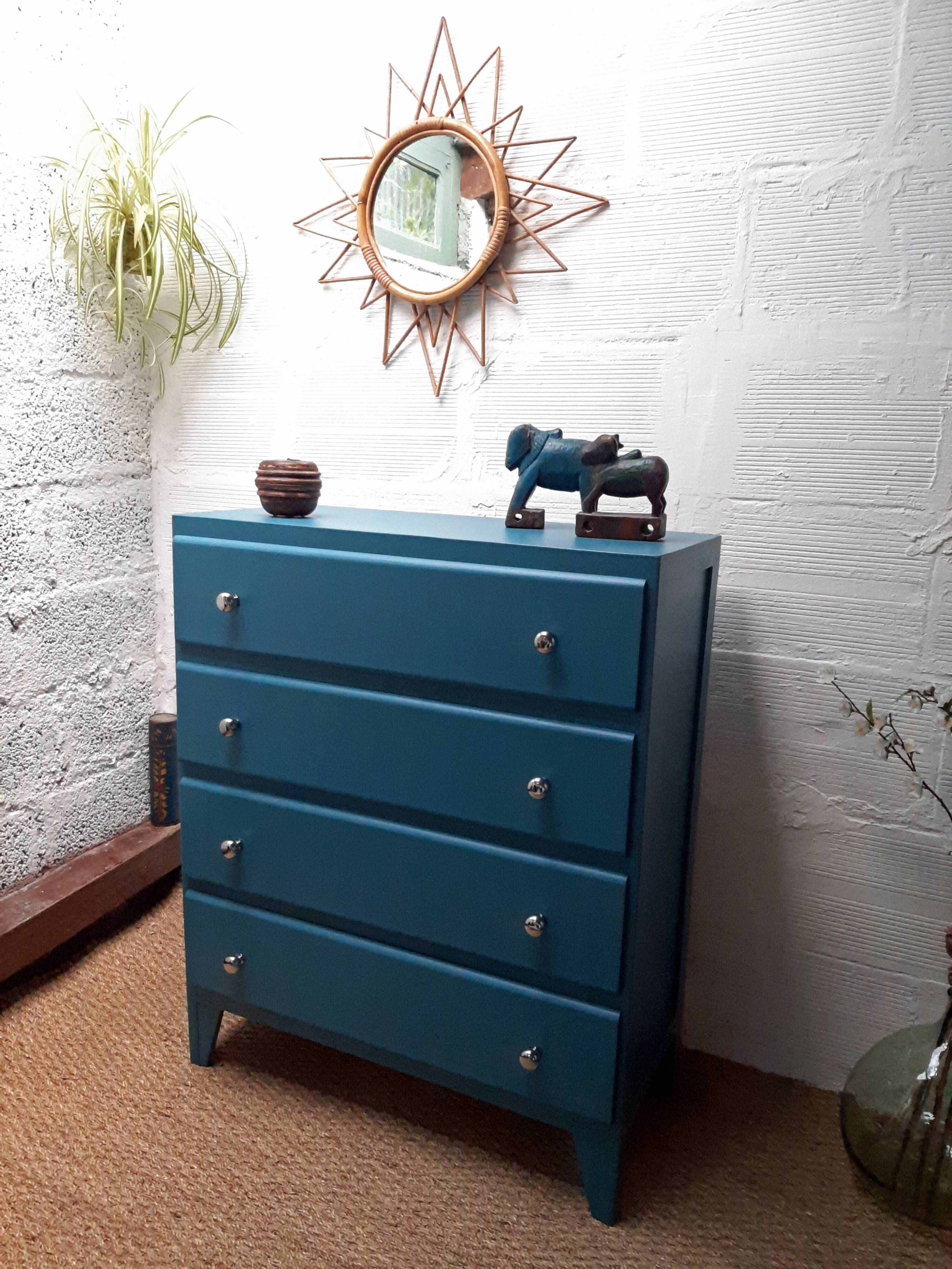 Vintage 30s dresser peacock blue