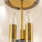 Large Limburg pendant light in brass with smoked glass ball, Germany, 1970s.