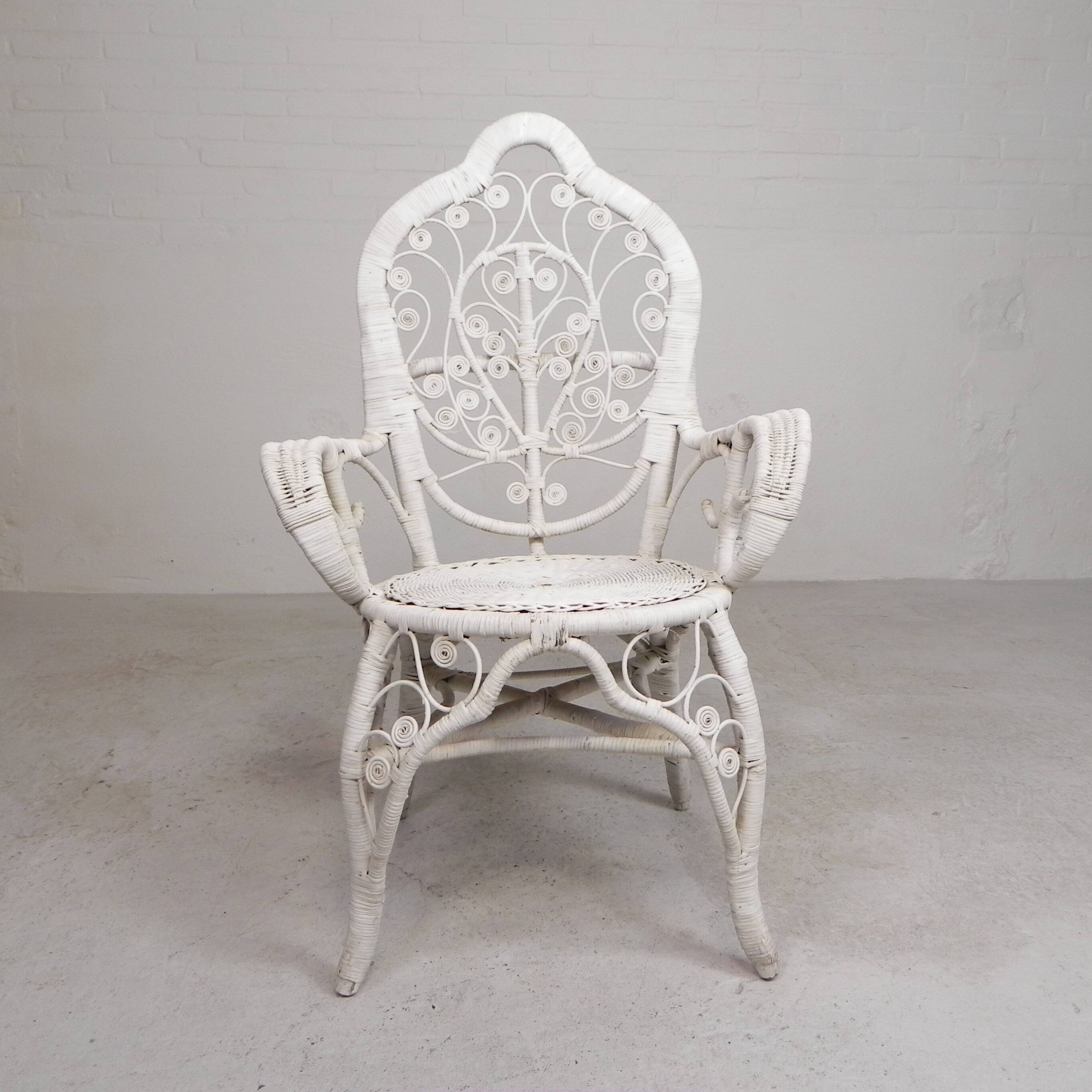 Vintage bamboo, rattan armchair with armrests, 1950s