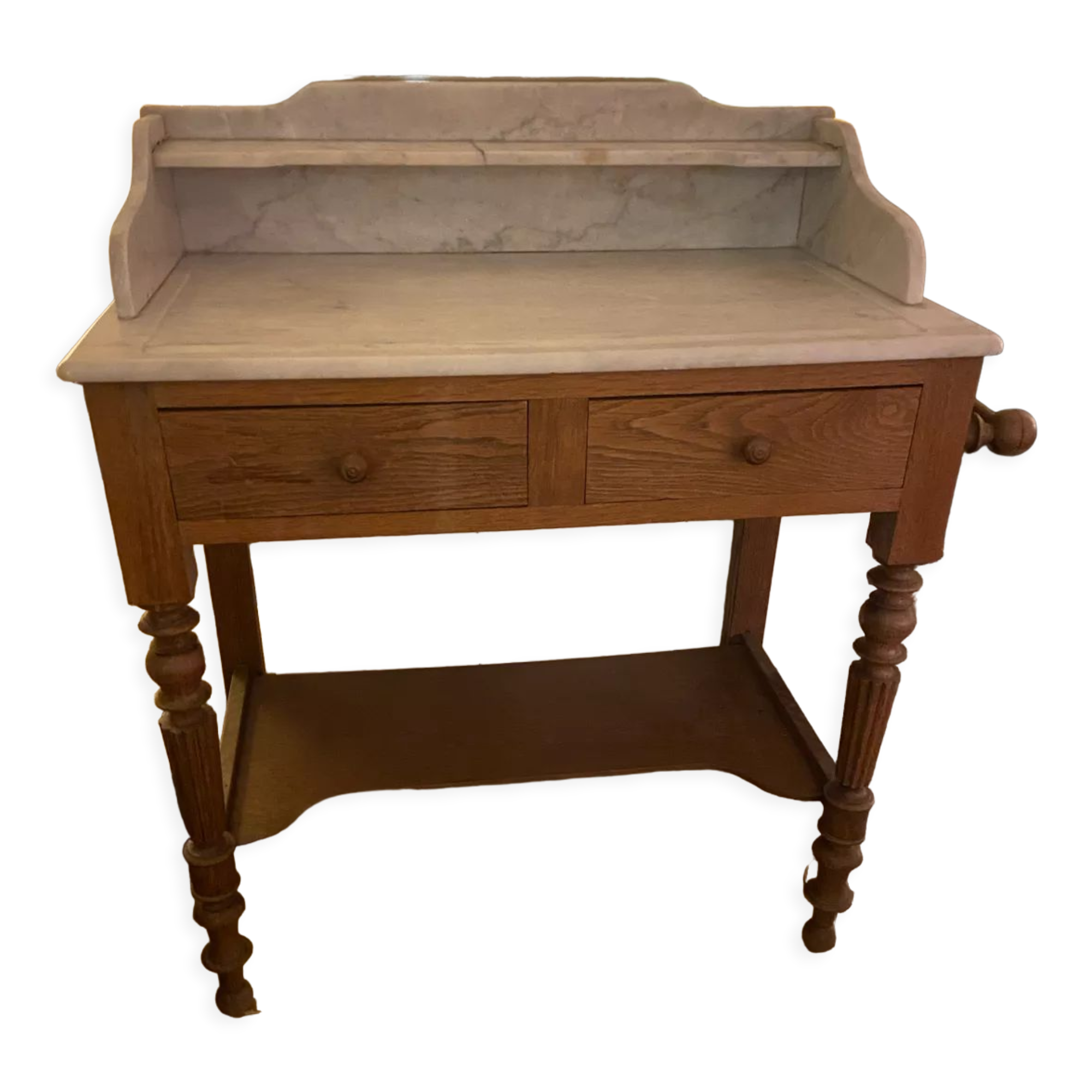 Bathroom cabinet in oak and antique marble