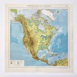 Vintage North America map from 1950