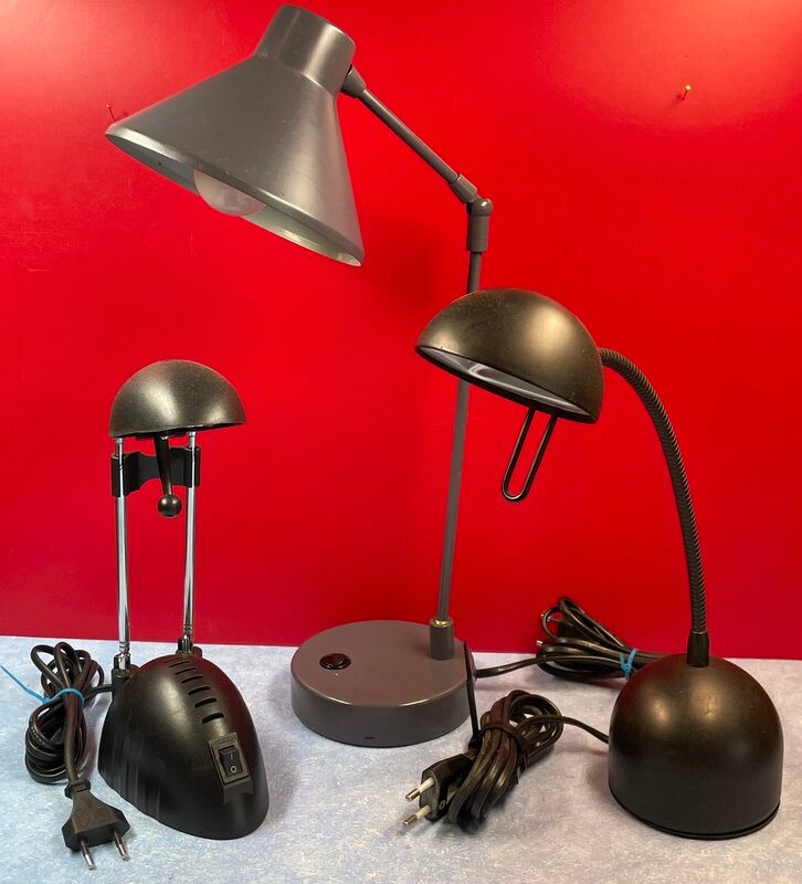 telescopic and articulated desk lamp, design, vintage lot of 3, Massive...