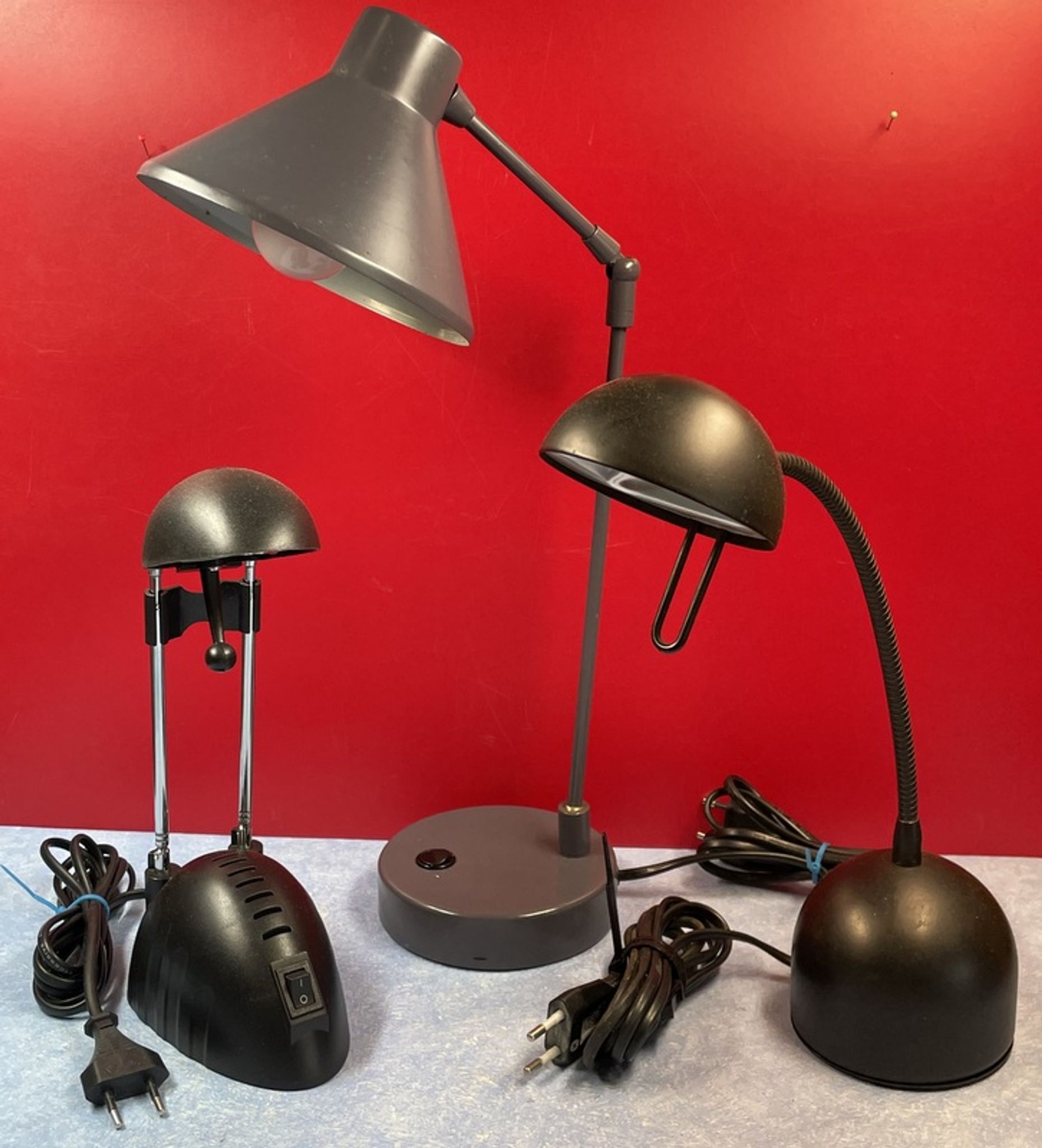 telescopic and articulated desk lamp, design, vintage lot of 3, Massive...