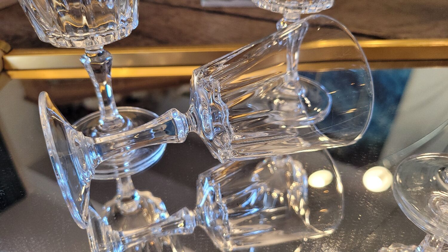 6 crystal stemmed glasses