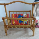 Large vintage rattan magazine holder 1960s - 1970s