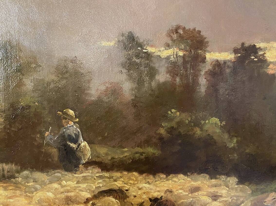 Alexandre Aymar Pezant (1846 – 1916) "The Return of the Herd". Large HST