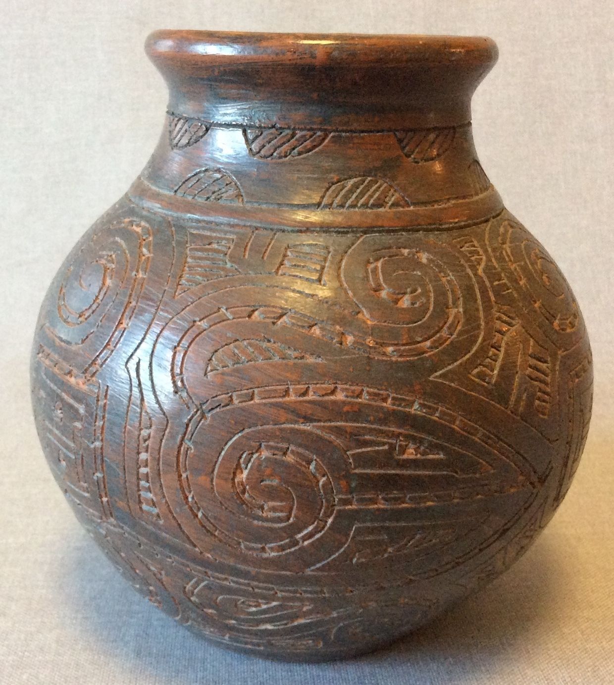 Ceramic vase with incised decoration West Africa circa 1935