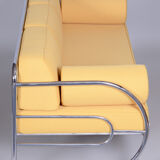 Canapé tubulaire en cuir jaune Bauhaus entièrement restauré, Robert Slezák, années 1930