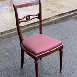 Mahogany chair in English style with burgundy fabric from the 20th century.