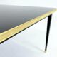 Dining Table, High Gloss Laminate, Brass, Tapered Legs, Midnight Blue - M
