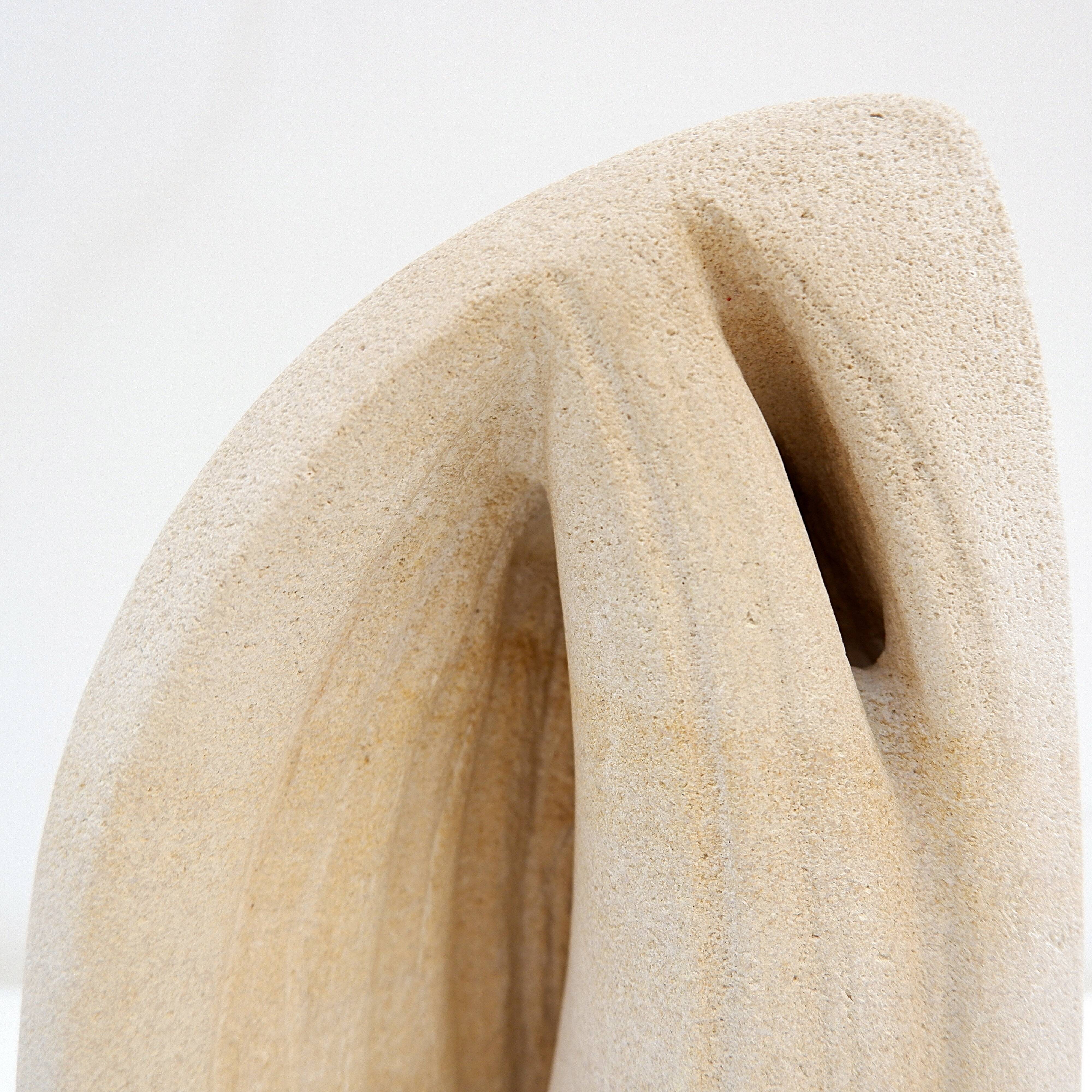 Brutalist carved stone table lamp - Circa 1980