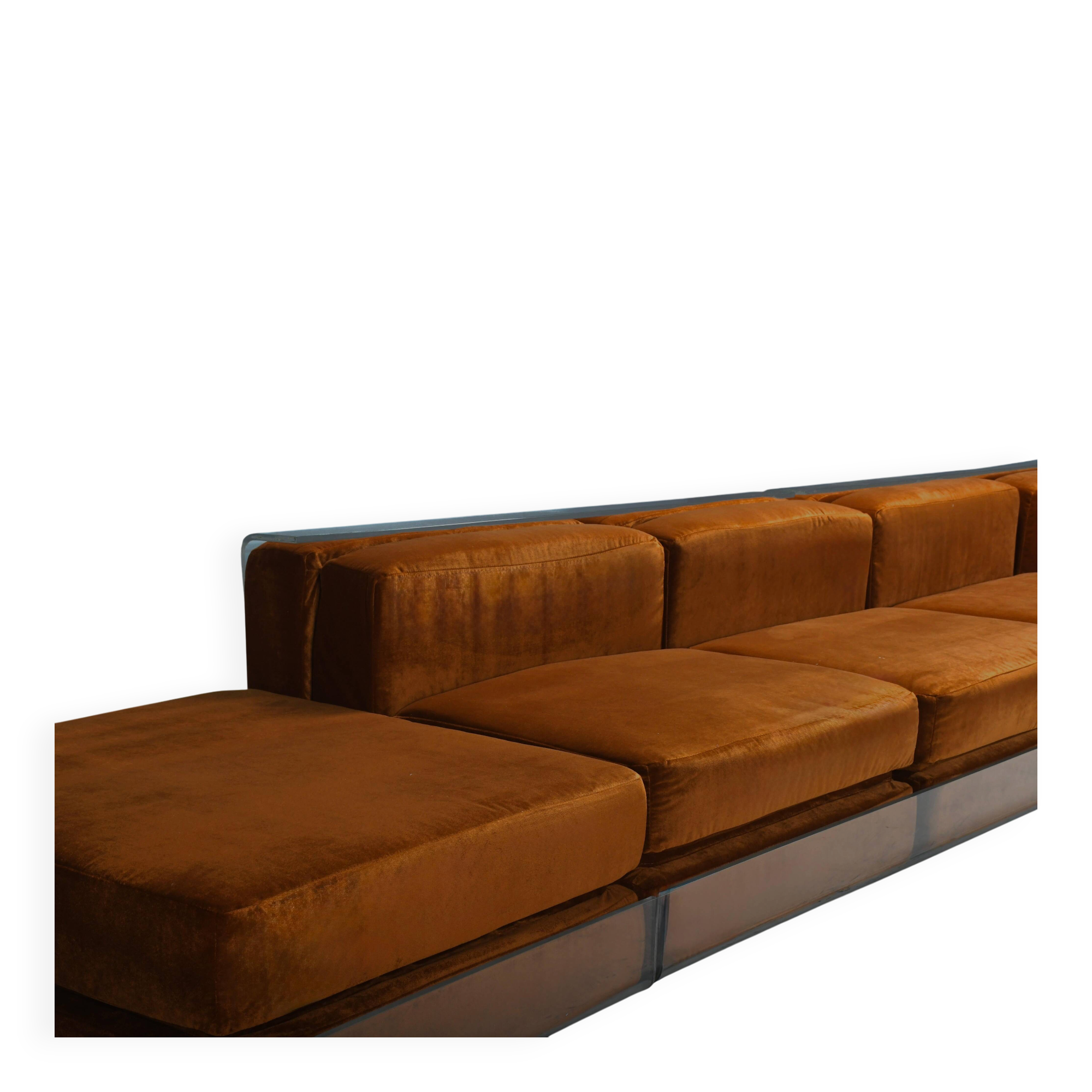 Rare modular Lucite canapé by Roberto Monsani for Acerbis, Italy 1975