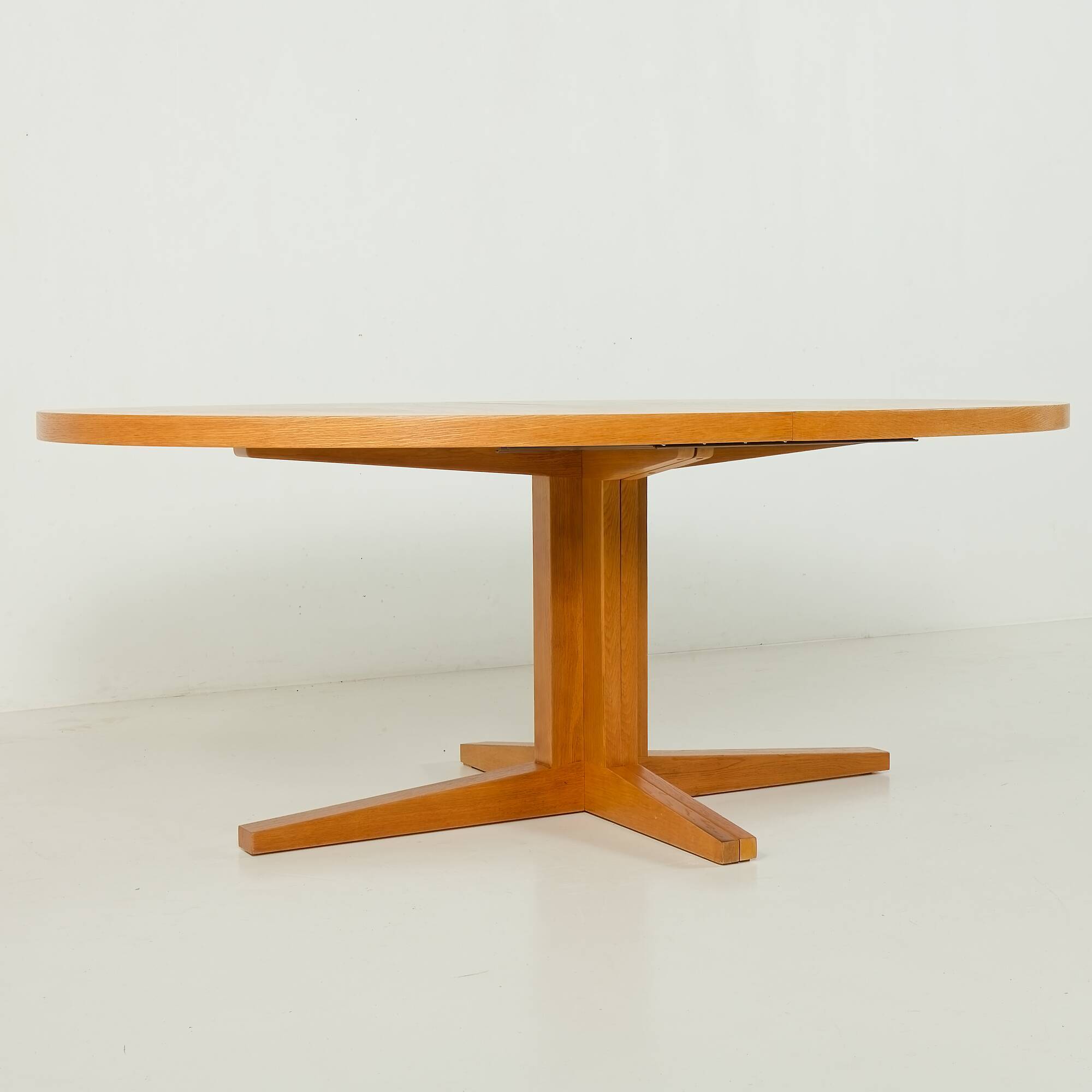 Danish extra large oak extension oval table attributed to Skovby, 1970s