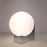 Opaline ball globe wall light on chrome metal base