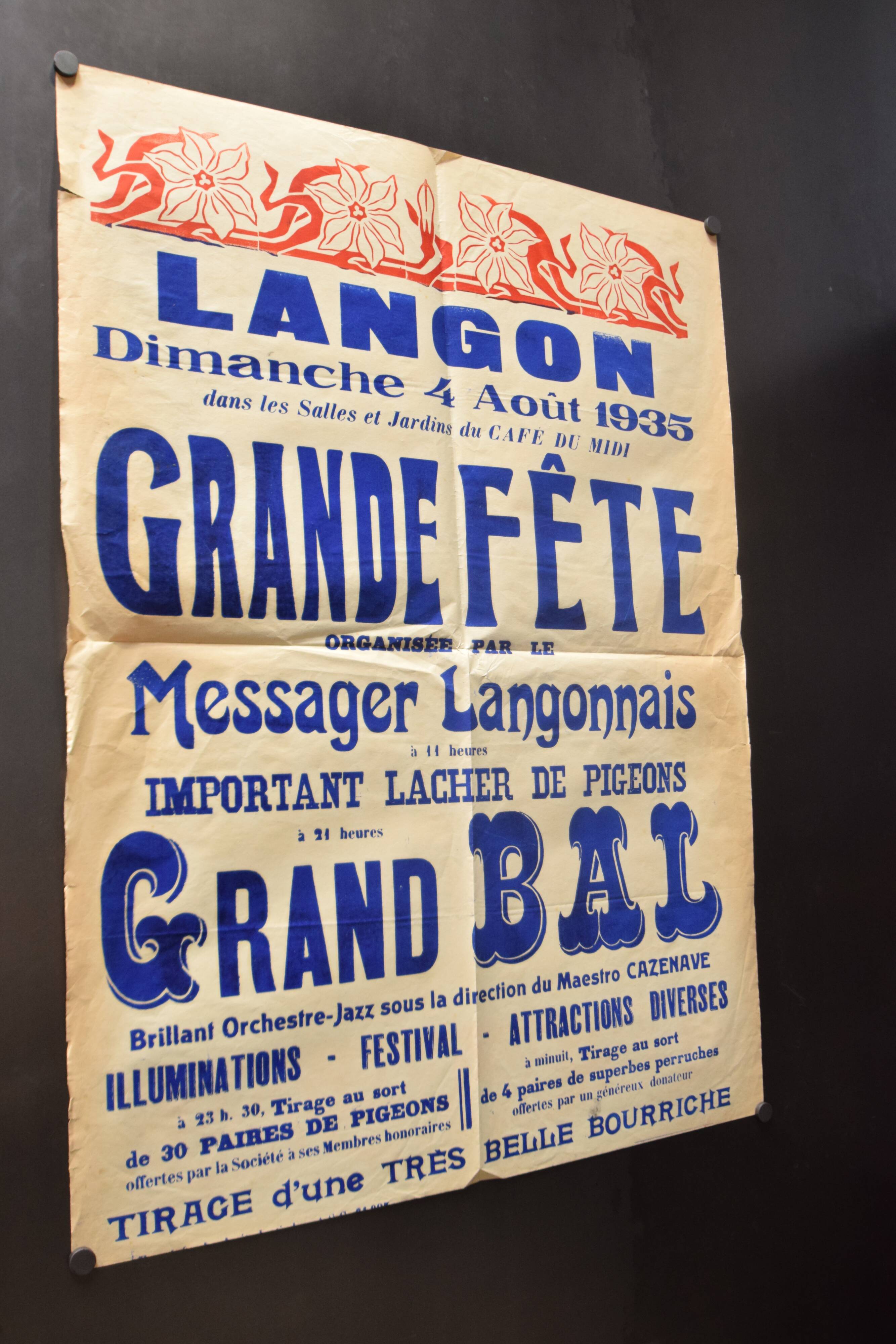 Affiche "Grande Fête" Langon 1935