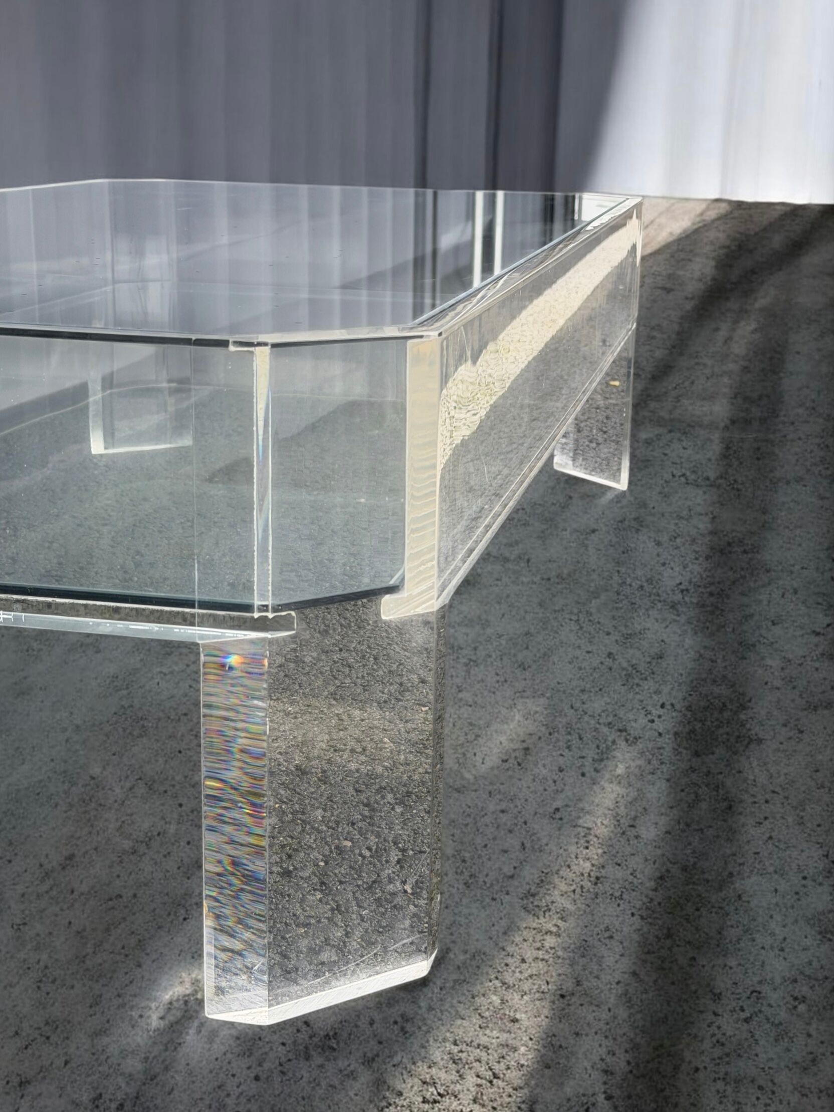 Coffee Table Design Marc Micoud Plexiglas/Lucite and Glass - 1980