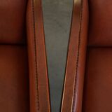 Majestic, luxurious set of 4 cognac-colored cowhide leather Art Deco design armchairs