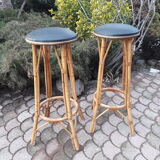 Rattan bar and its 2 stools 60