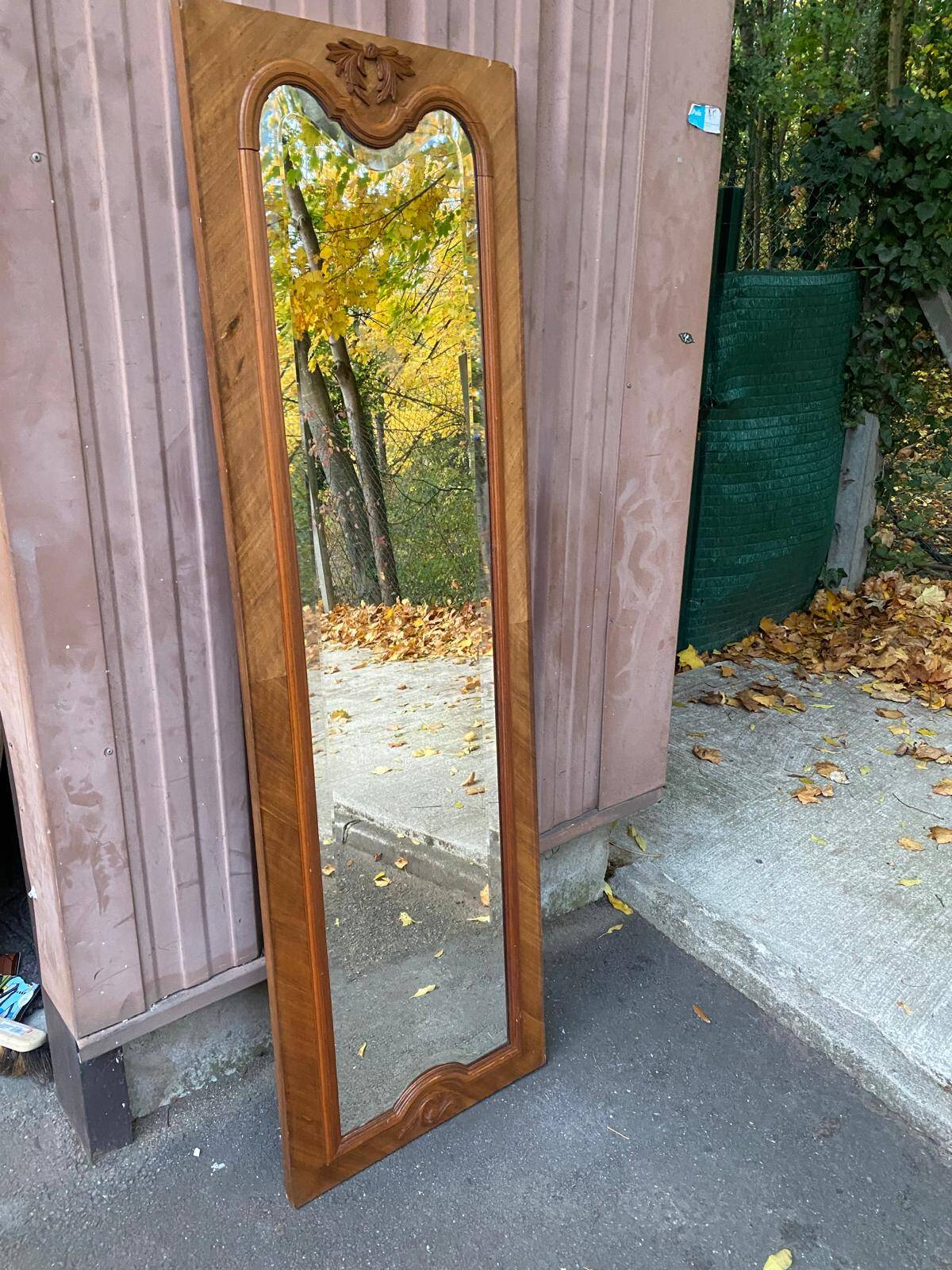 Miroir biseauté en chêne massif sculpté 50x165cm