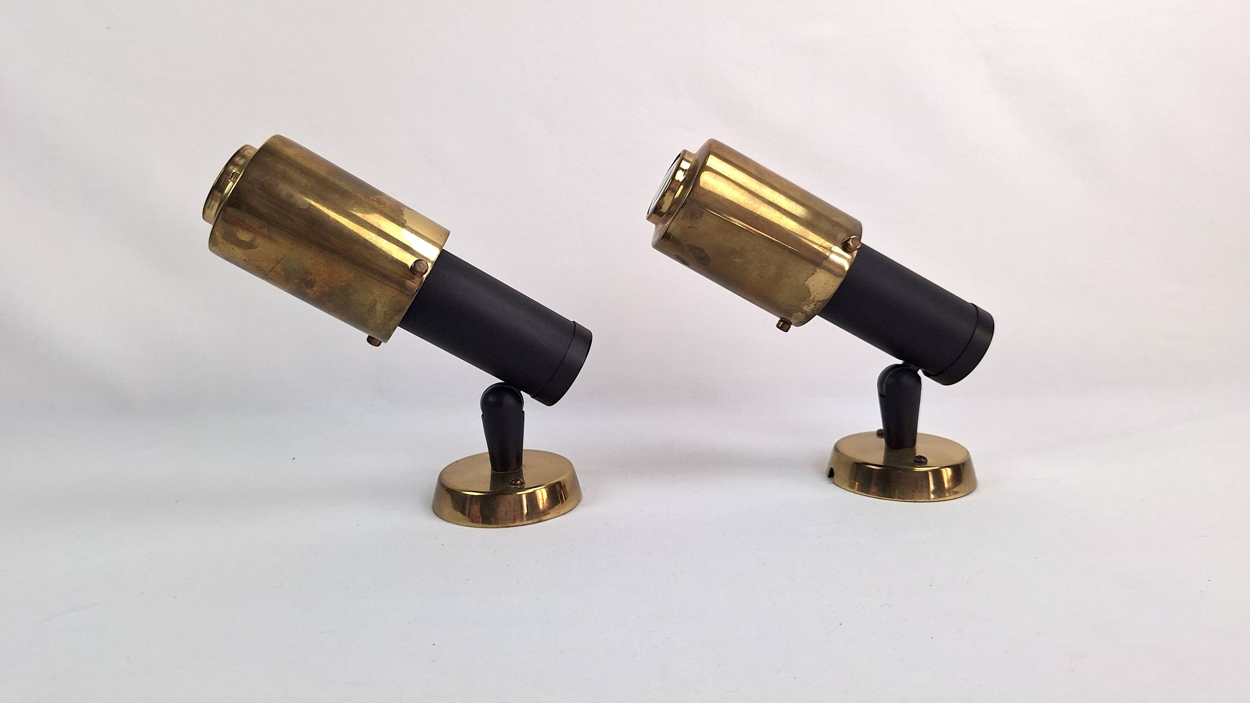 Pair of adjustable Zodiac wall lights, 1960