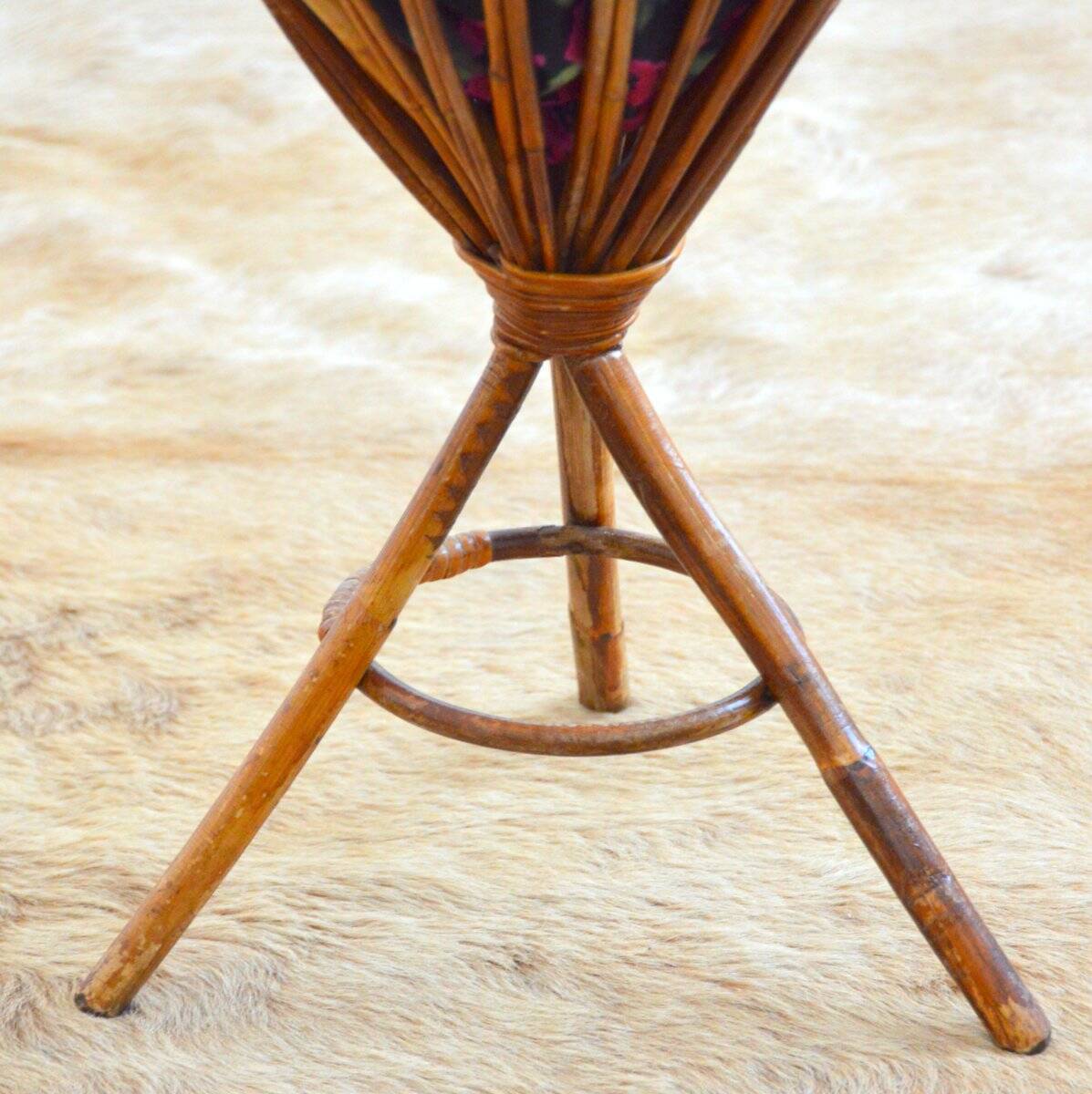 Vintage rattan basket/plant stand/work basket