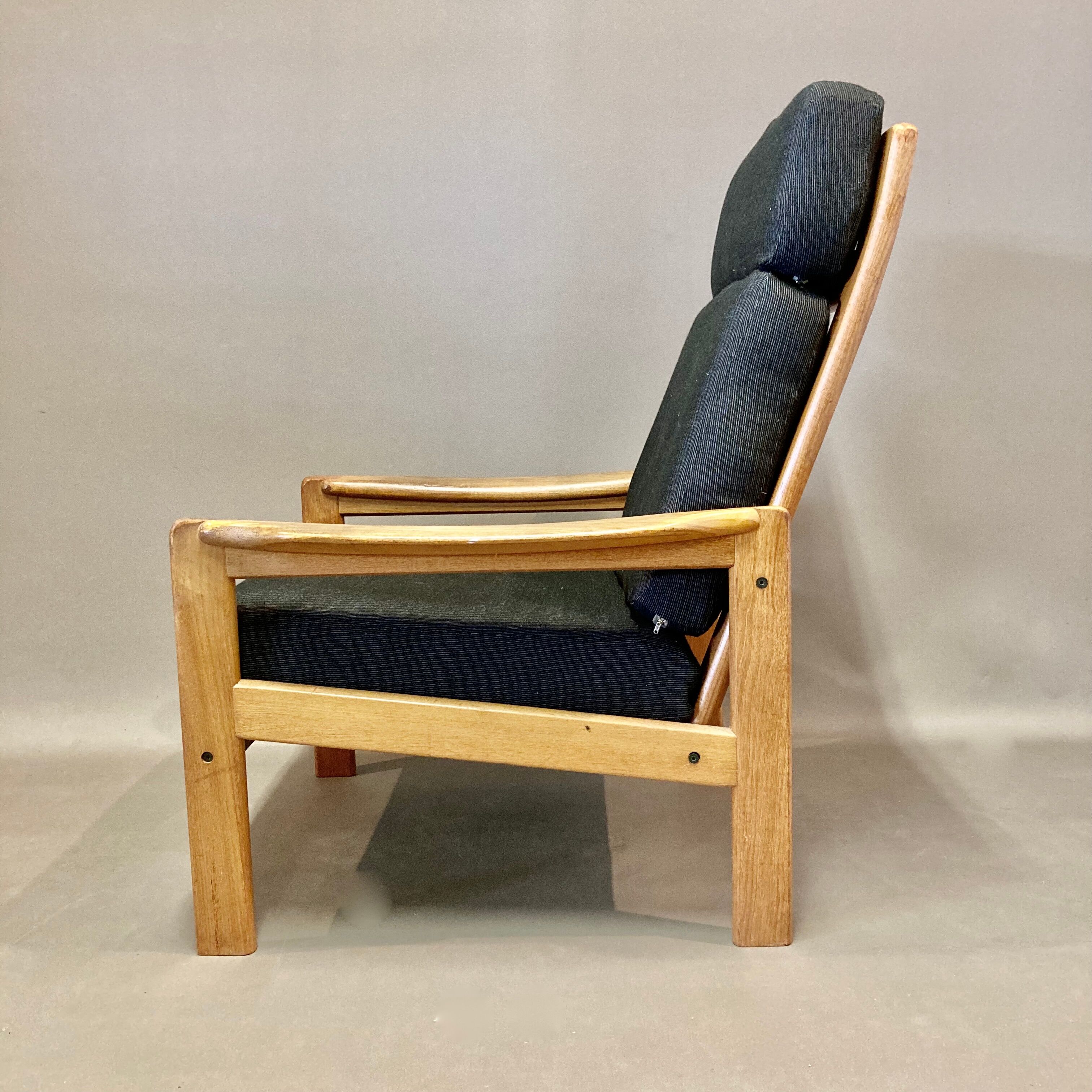 Teak and linen armchair Scandinavian design 1950.