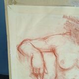 Drawing sanguine study nude female 67/50cm 1950
