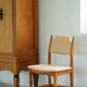 Henning Kjærnulf, set of 8 chairs, Oak and Hessian, Mid Century Modern, 1960s